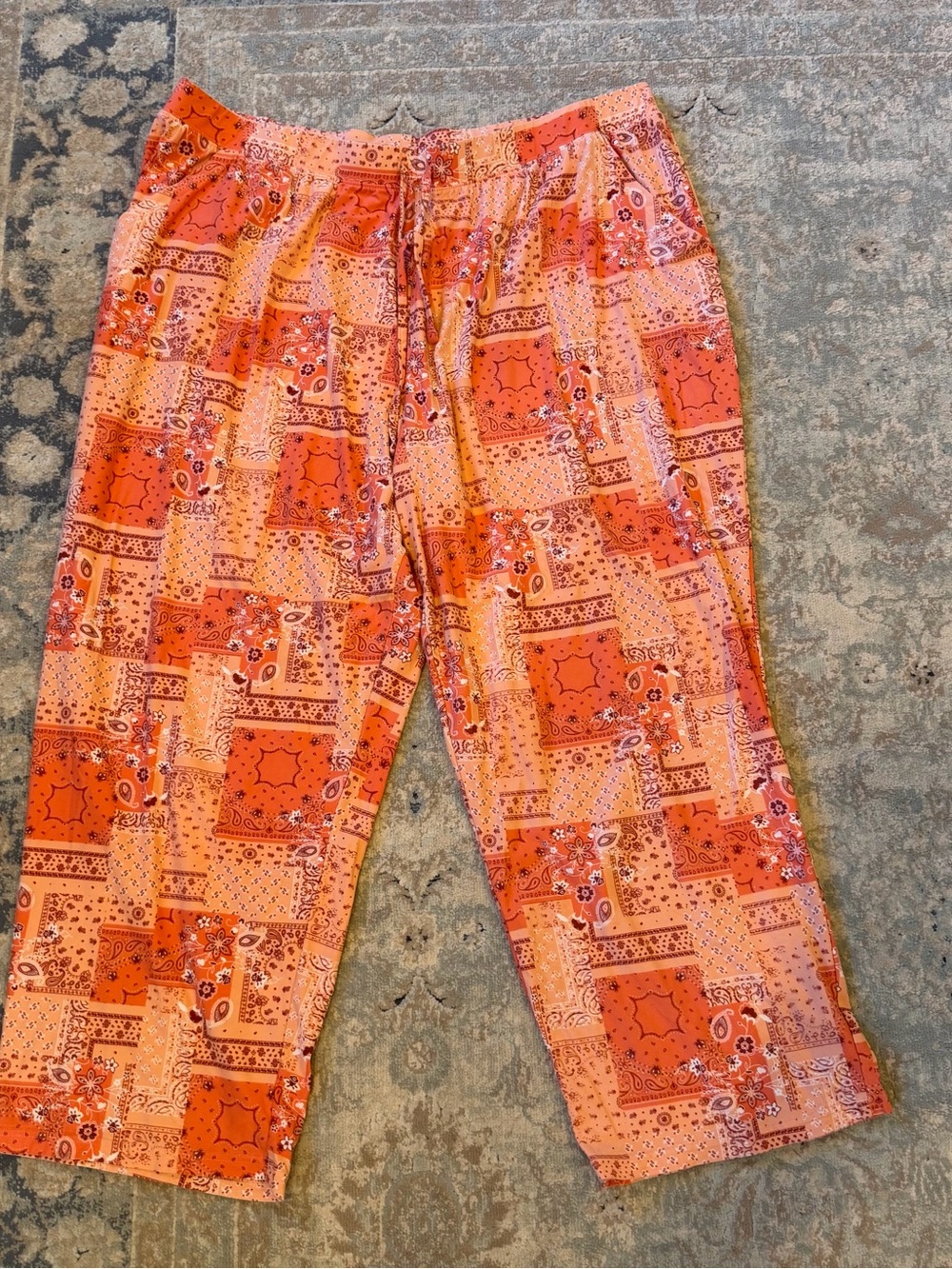 Sonoma 2x pants women Orange Patchwork-Print Drawstring Joggers